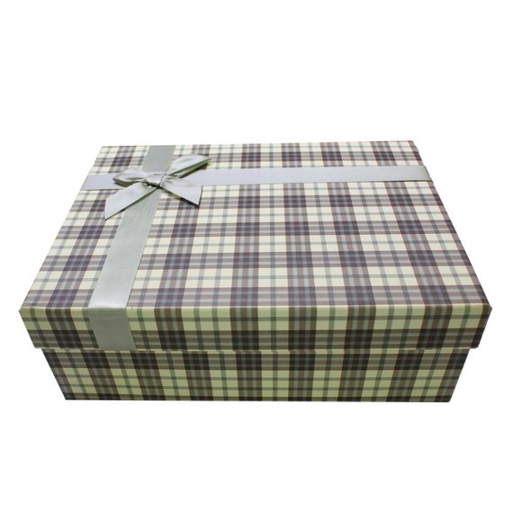Green Plaid Box with Bow, Nested 3 pcs Large - 2235 - Picture 2 of 4